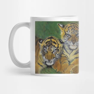 3 tigers in the grass......... Mug